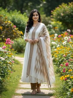 SALWAR STUDIO - Women Brown Cotton Woven Dupatta