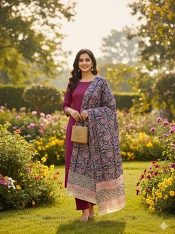 SALWAR STUDIO - Women Beige Cotton Paisley Dupatta