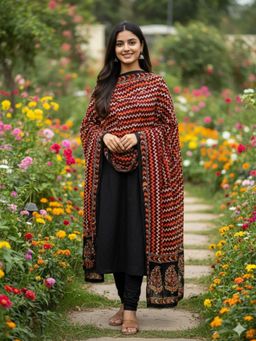 SALWAR STUDIO - Women Brown Cotton Abstract Dupatta