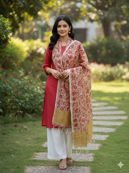 SALWAR STUDIO - Women Multi-Color Kota Floral Dupatta