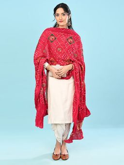 Ushvii - Women Pink Modal Animal Print Dupatta