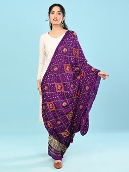 Ushvii - Women Purple Modal Animal Print Dupatta
