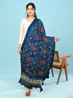 Ushvii - Women Teal Modal Animal Print Dupatta