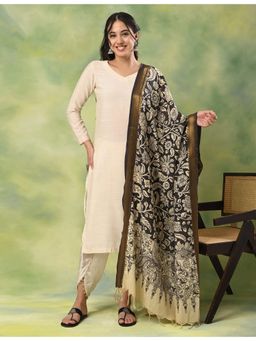 Ushvii - Women Grey Silk Blend Floral Dupatta