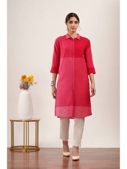 Rangriti - Women Pink Cotton Straight Kurta