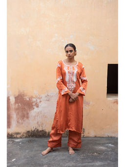 Avaasya Jaipur - Rust Zahabia Kurta With Pant (Set of 2)