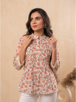 Juniper - Peach Bloom Pintuck Top