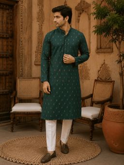 MULTI SHADES - Olive Ethnic Printed Kurta