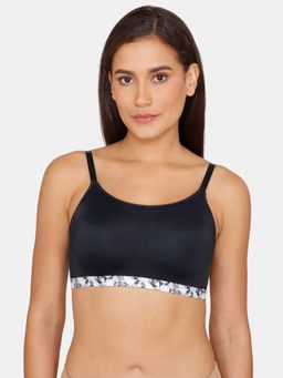 Zivame - Pixel Play Double Layered Non-Wired 3-4th Coverage Bralette Bra - Anthracite - Black