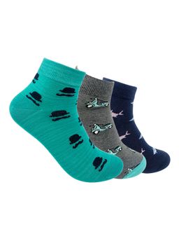 Mint & Oak - Men Printed Cotton Multi-Color Socks (Pack of 3)