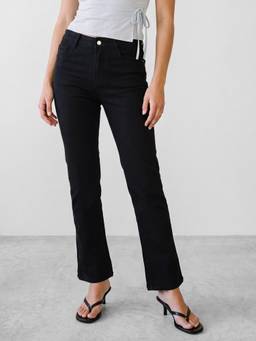 R&B - Women Black Polyester Blend Solid Jeans
