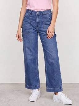 R&B - Women Blue Cotton Lycra Solid Jeans