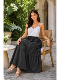 NOBARR - Women Black Polyester Solid Skirt