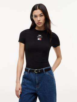 Tommy Hilfiger - Women Black Cotton Typography T-shirt