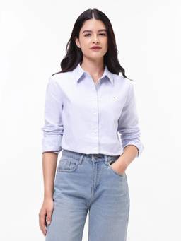 Tommy Hilfiger - Women Blue Cotton Stripes Shirt