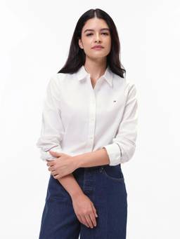 Tommy Hilfiger - Women White Cotton Solid Shirt