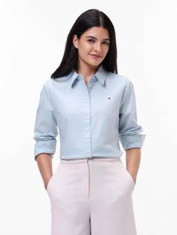 Tommy Hilfiger - Women Blue Cotton Solid Shirt