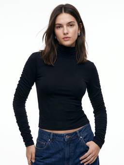 Outzidr - Women Black Polyester Solid Top