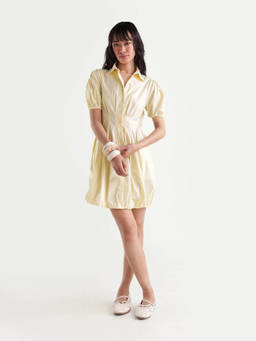 RAREISM - Women Yellow Cotton Blend Solid Dress