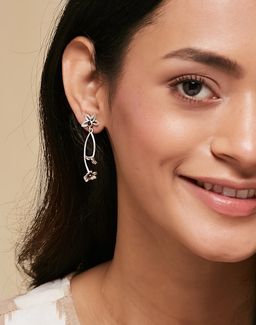 Fabindia - Women Pink Stone Dangler Earrings