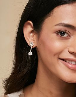 Fabindia - Women Silver Floral Drop Earrings