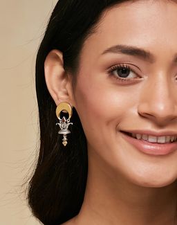 Fabindia - Women Red Stone Studded Dangler Earrings