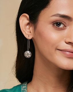 Fabindia - Women Silver Floral Dangler Earrings