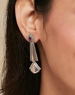 Fabindia - Women Pink Stone Dangler Earrings