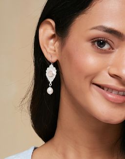 Fabindia - Women White Pearl Dangler Earrings