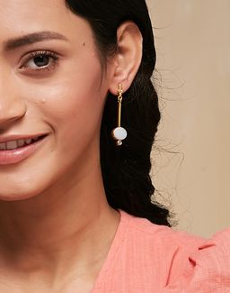 Fabindia - Women White Stone Dangler Earrings