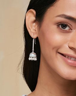 Fabindia - Women Blue Pearl Jhumka Earrings