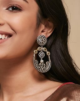 Fabindia - Women Metal Black Stone Chandbali Earrings