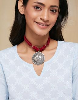 Fabindia - Women Metal Silver Necklace