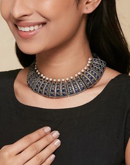 Fabindia - Women Metal Blue Choker Necklace