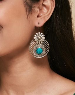 Fabindia - Women Metal Turquoise Dangler Earrings