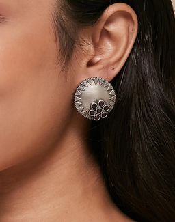 Fabindia - Women Metal Pink Stone Stud Earrings