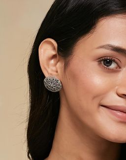 Fabindia - Women Silver Floral Stud Earrings