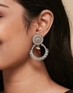 Fabindia - Women Metal Multi-Color Stone Chandbali Earrings