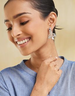 Fabindia - Women Purple Stone Dangler Earrings