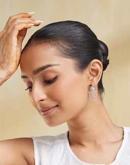 Fabindia - Women Red Stone Dangler Earrings