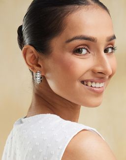 Fabindia - Women Silver Half Hoop Earrings
