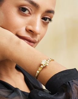 Fabindia - Women White Pearl Floral Adjustable Cuff
