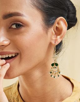 Fabindia - Women Green Stone Chandbali Earrings