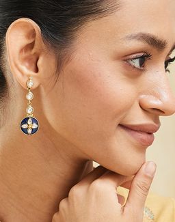 Fabindia - Women White Kundan Dangler Earrings