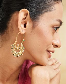 Fabindia - Women Multi-Color Stone Chandbali Earrings