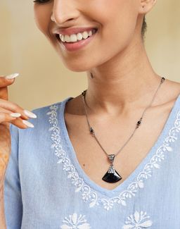 Fabindia - Women Black Pendant Necklace