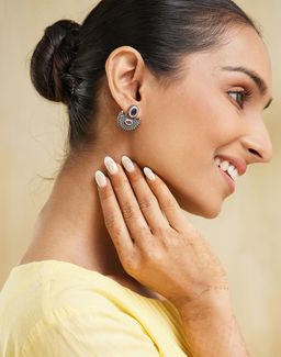 Fabindia - Women Pink Stone Drop Earrings