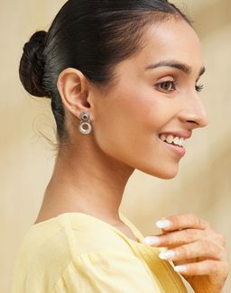Fabindia - Women Pink Stone Stylish Drop Earrings