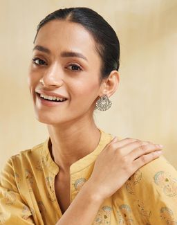 Fabindia - Women White Kundan Studded Earrings