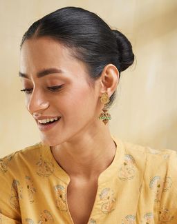 Fabindia - Women Green Dangler Earrings